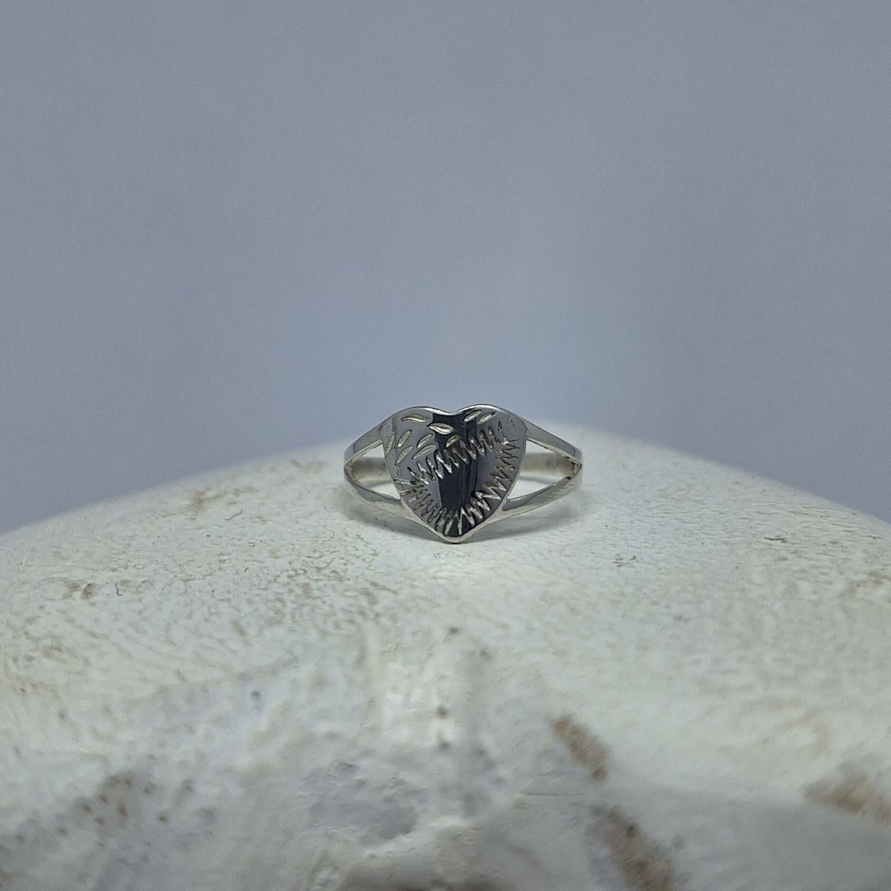 thumbnail image 2 of Empress Solid 925 Sterling Silver Kids Ring - Handmade, Heart Design, Nickel-Free, Stacking Style (Choose Size), Made In Bulgaria 2 of 6