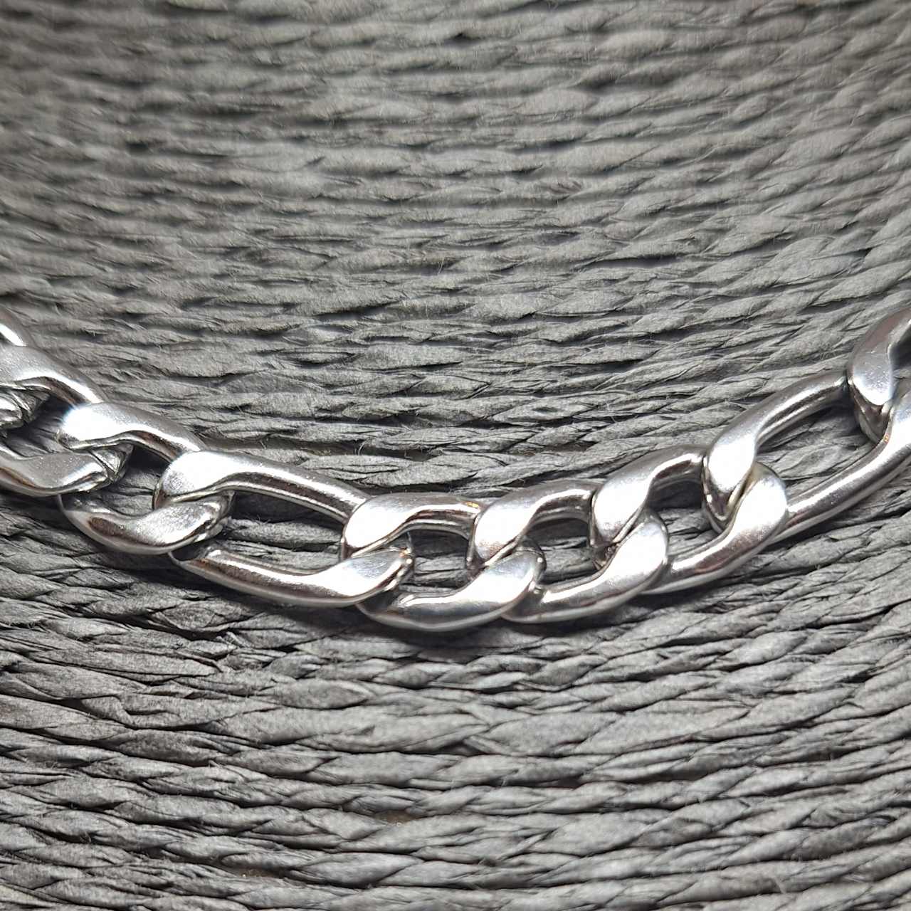 thumbnail image 2 of Men's Stainless Steel Figaro Link Chain Necklace – 6mm Silver, 18-40" – Lobster Clasp, 316L 2 of 5