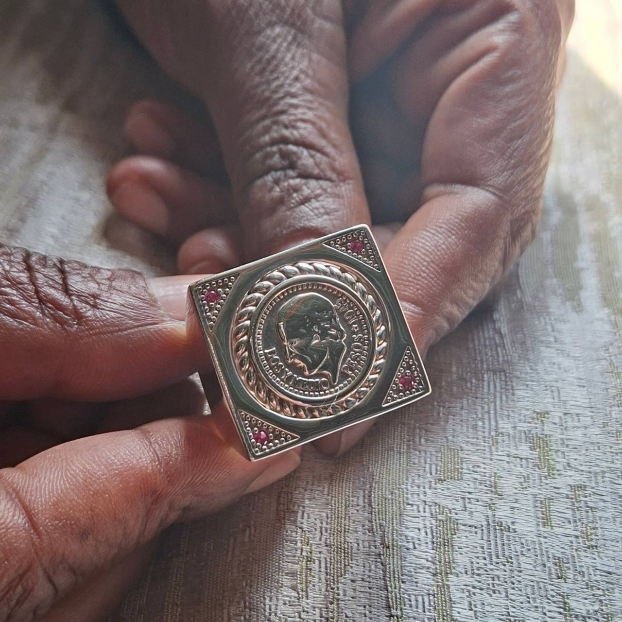 chunky square coin ring