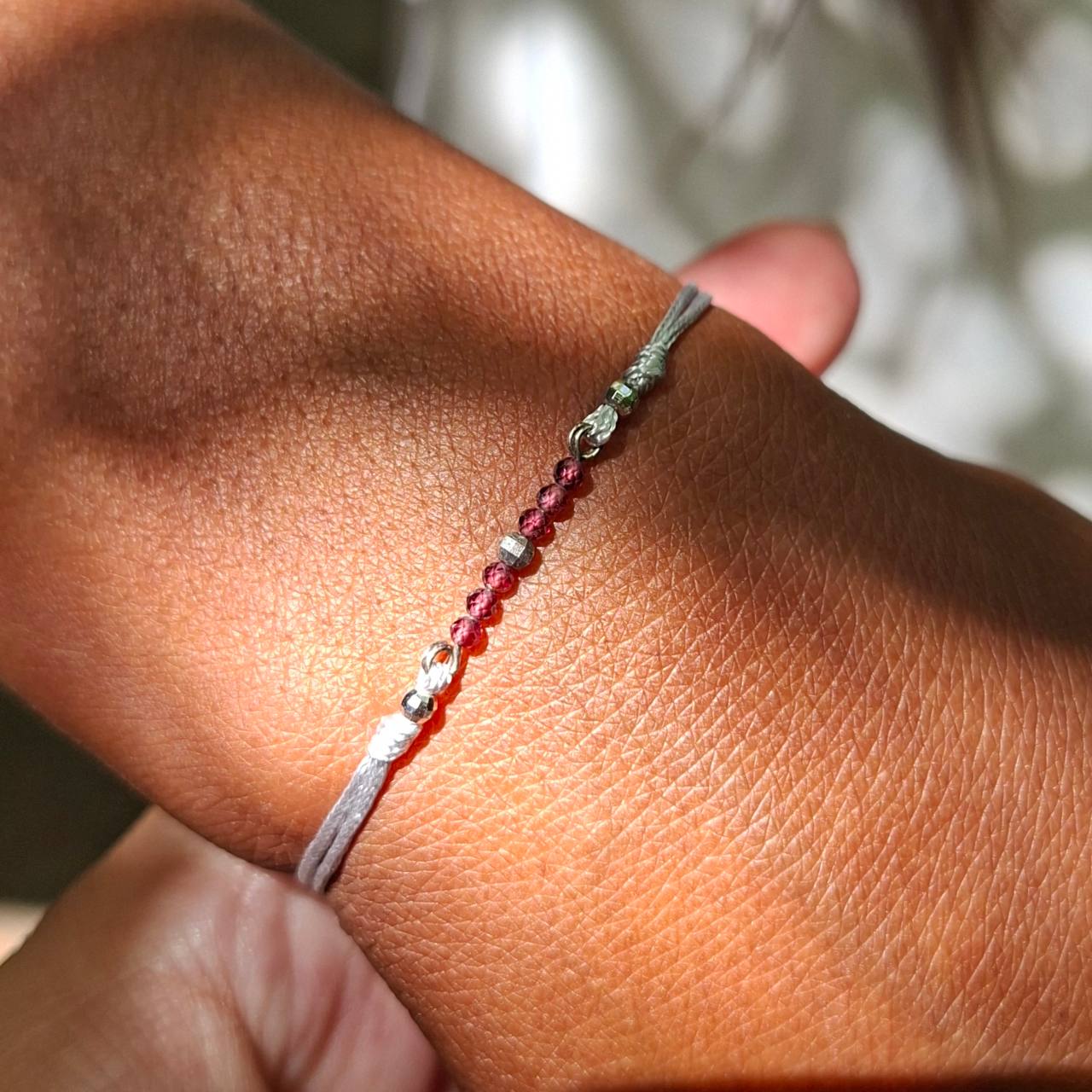 garnet beaded silk bracelet