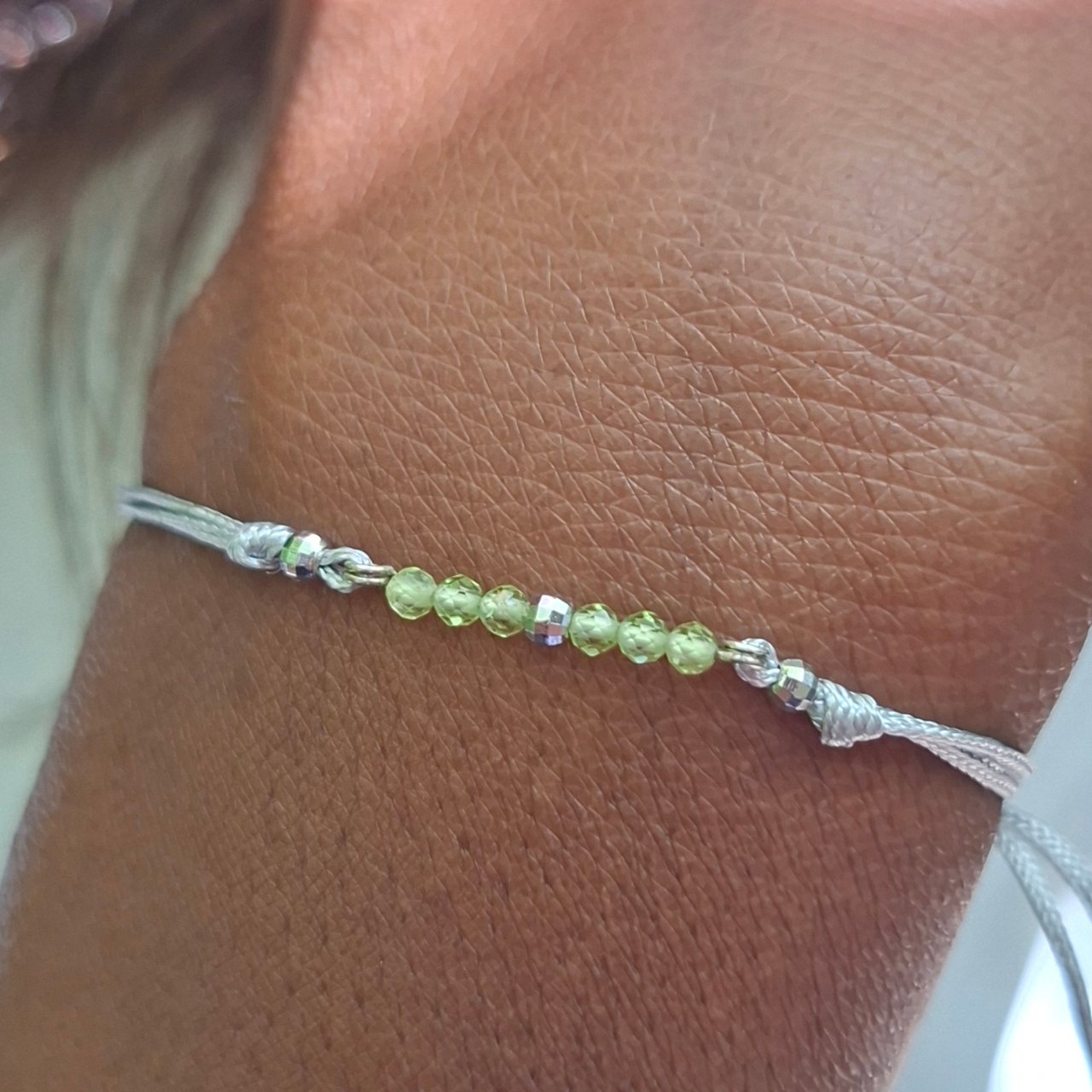 peridot beaded silk bracelets