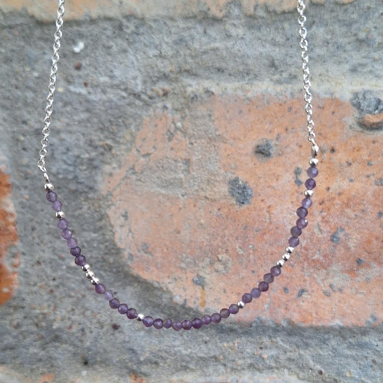 fine amethyst beaded sterling silver necklace