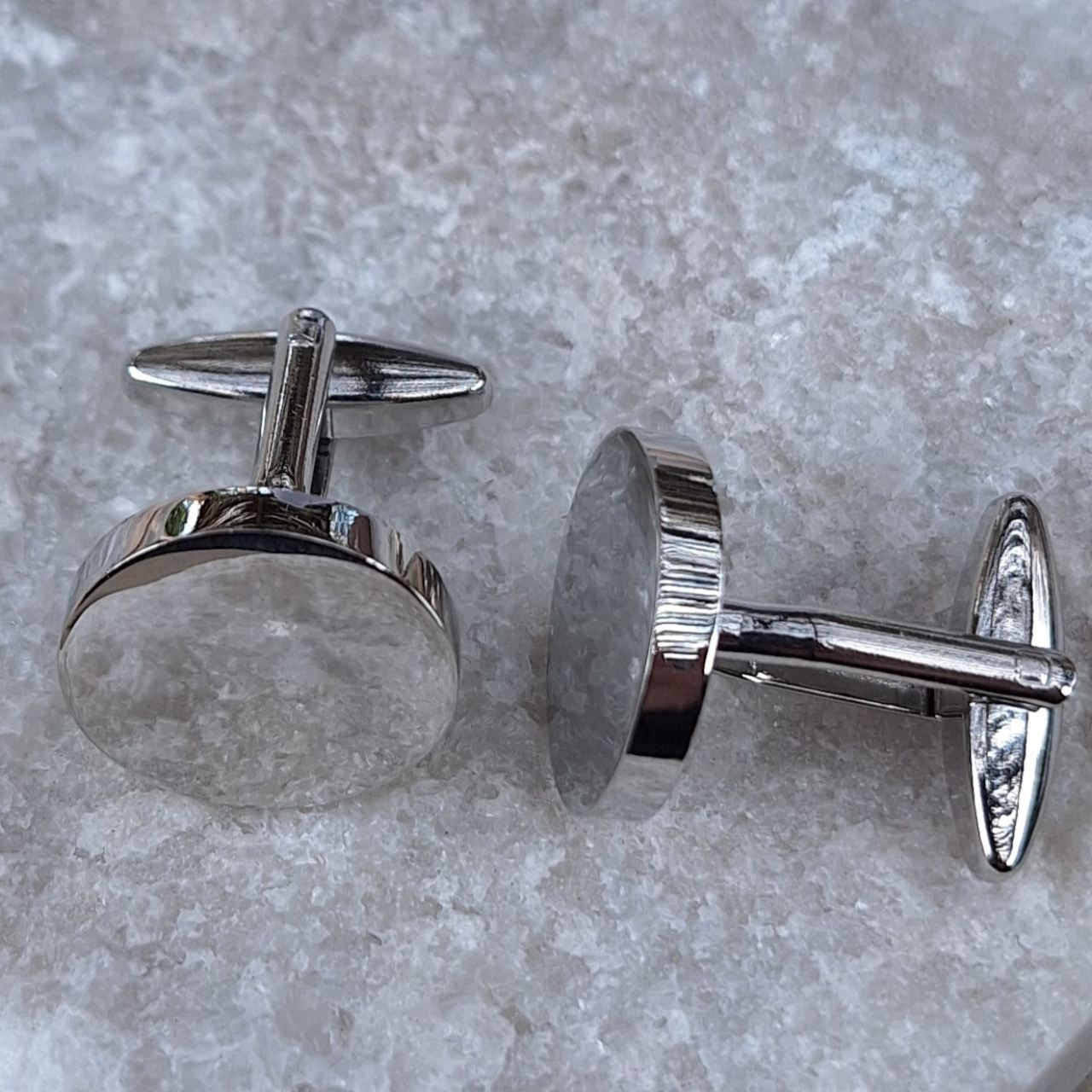 silver colour round cufflinks