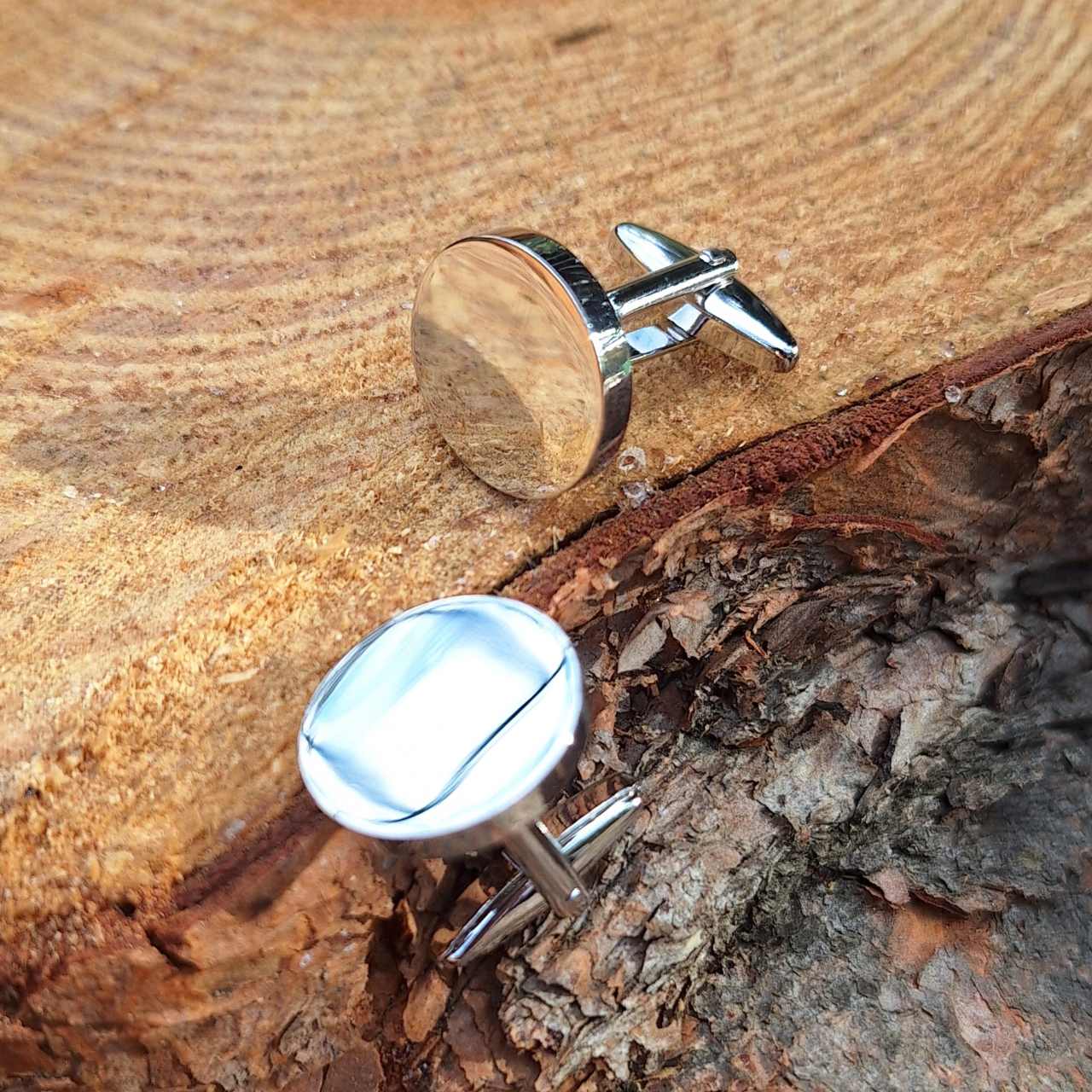 silver colour round cufflinks