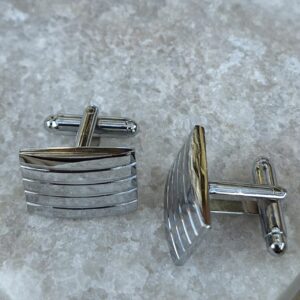 silver colour rectangular cufflinks