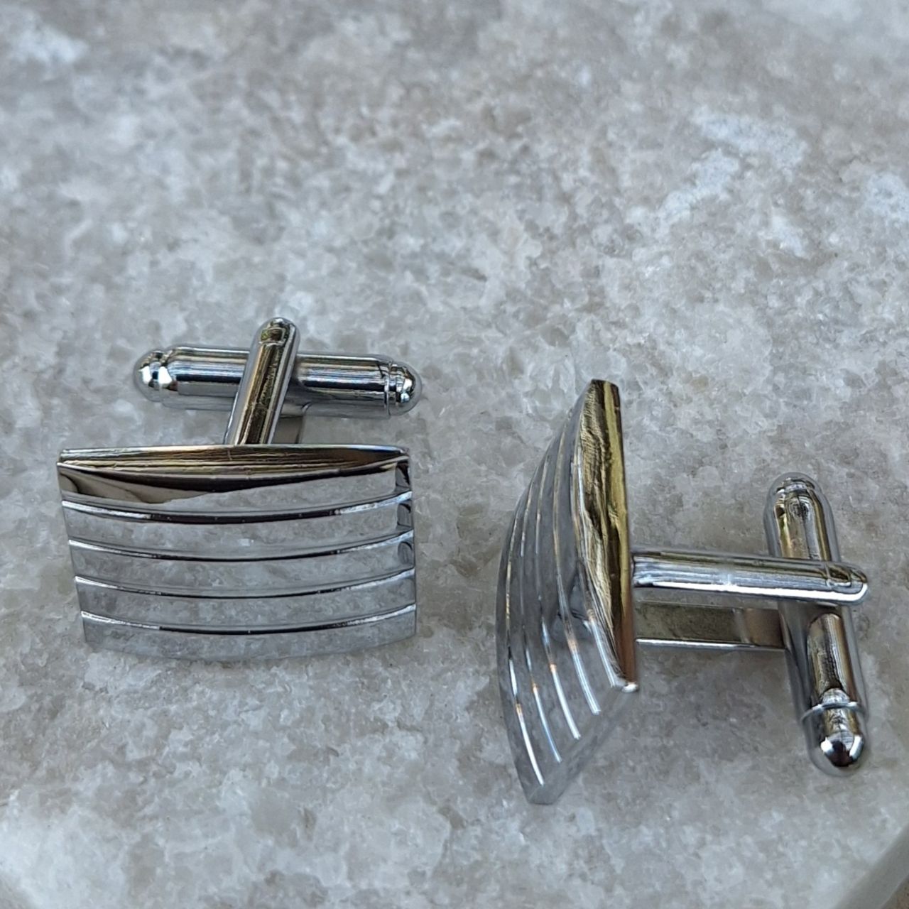 silver colour rectangular cufflinks