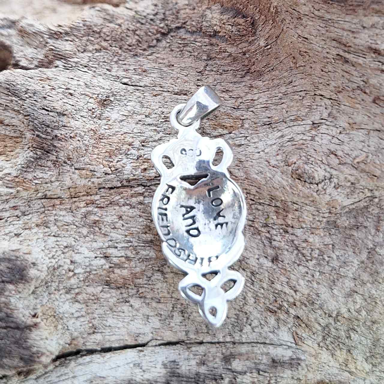 Irish Claddagh Pendant with Inscription