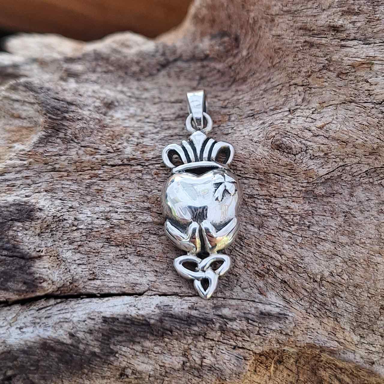 Irish Claddagh Pendant with Inscription