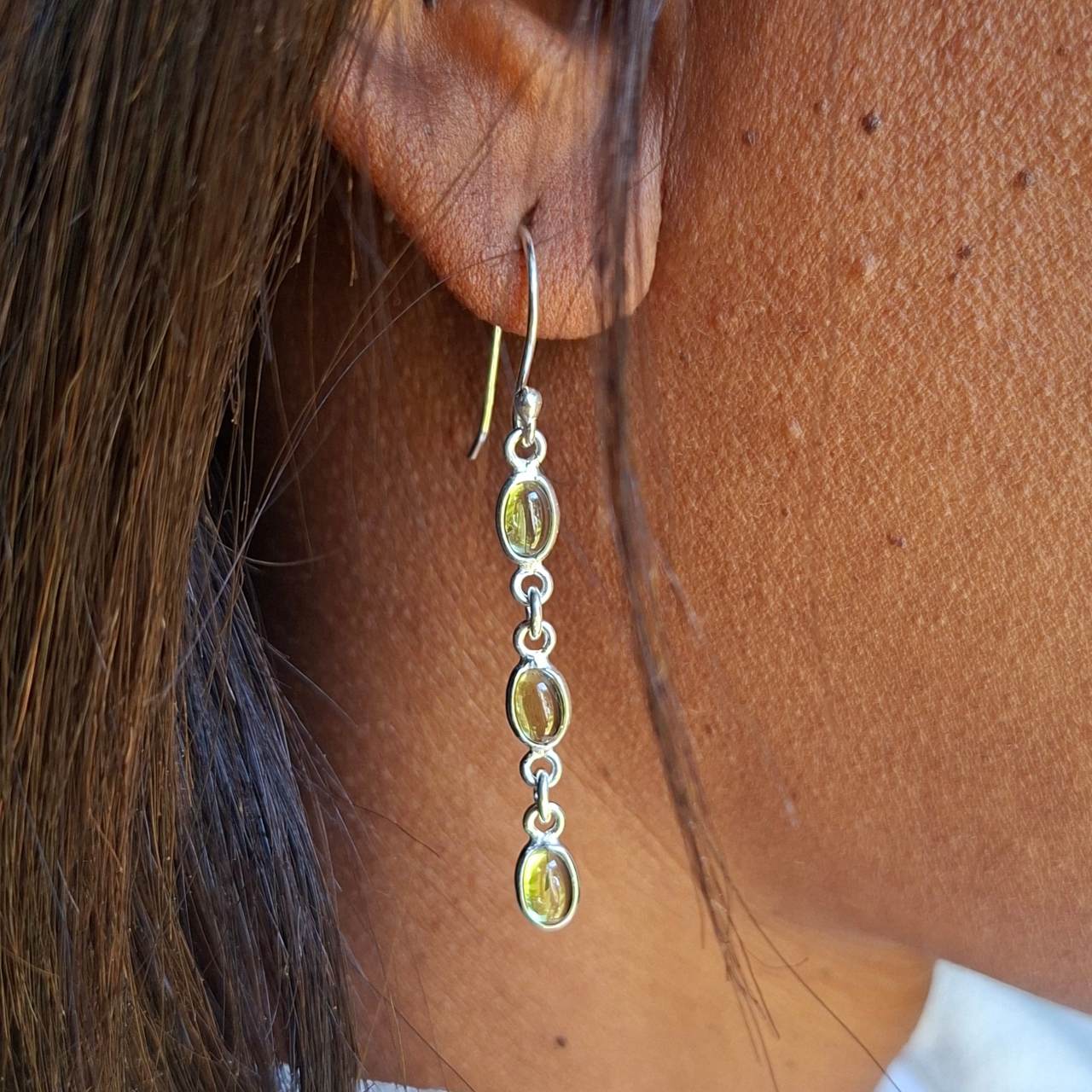 Peridot Oval Drop Earrings