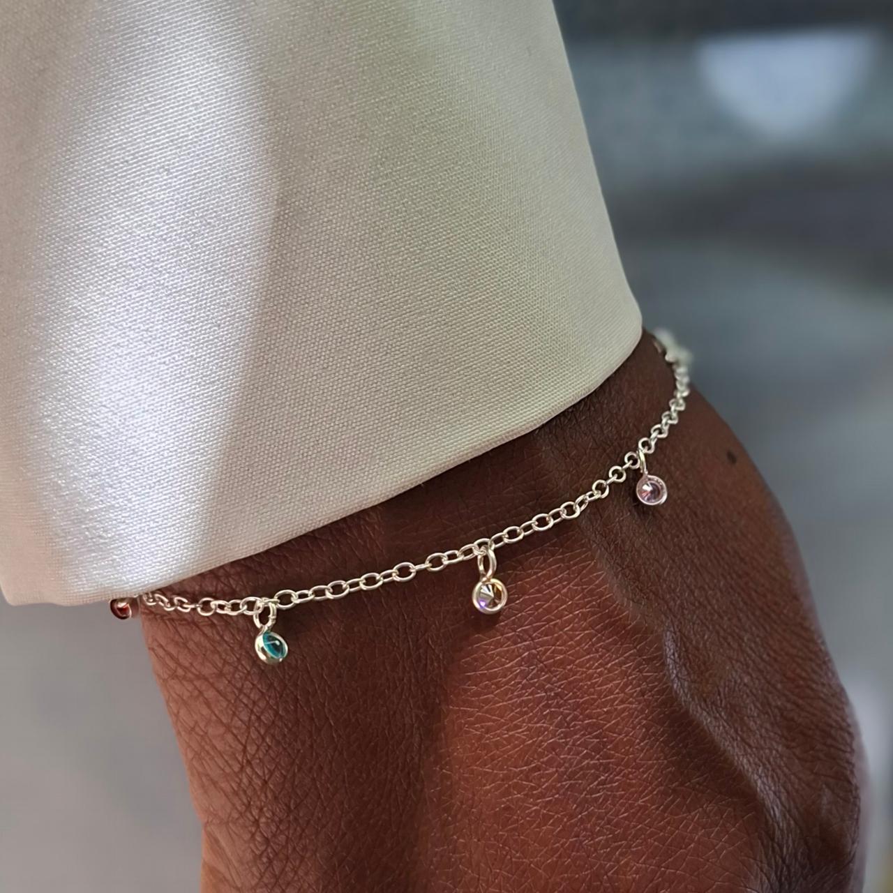 cz colour bracelet dangly