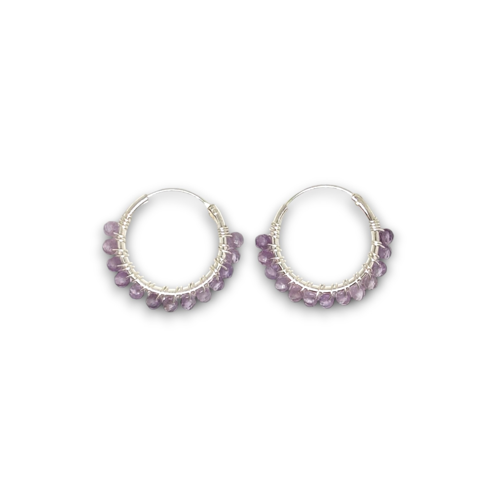 Amethyst Beaded Hoops