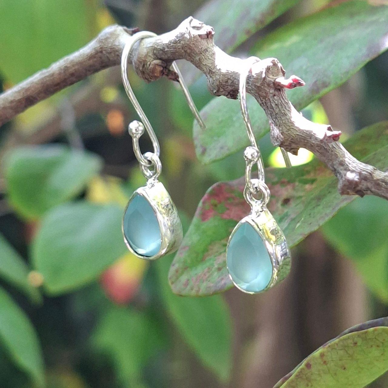 Aqua Onyx Teardrop Earrings - Image 2