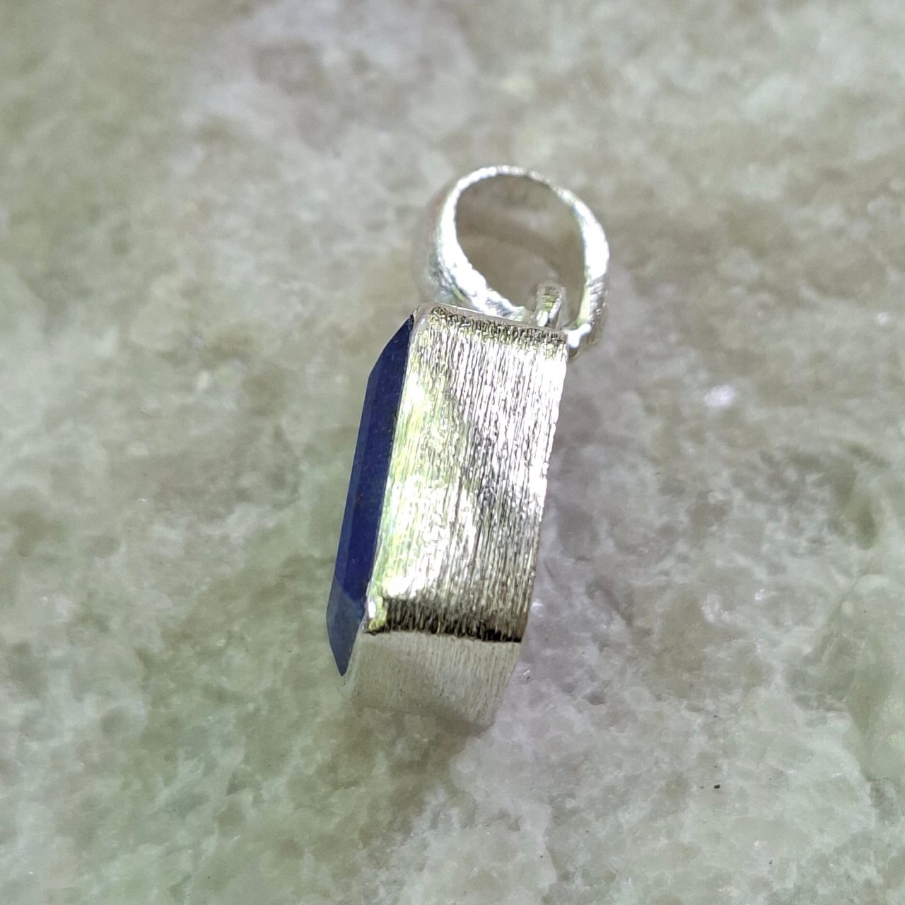 Lapis Lazuli Brushed Rectangular Pendant