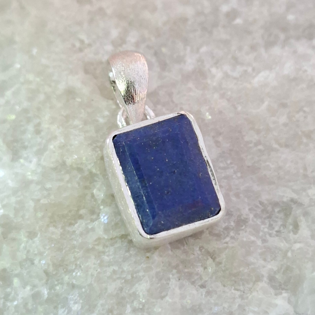 Lapis Lazuli Brushed Rectangular Pendant