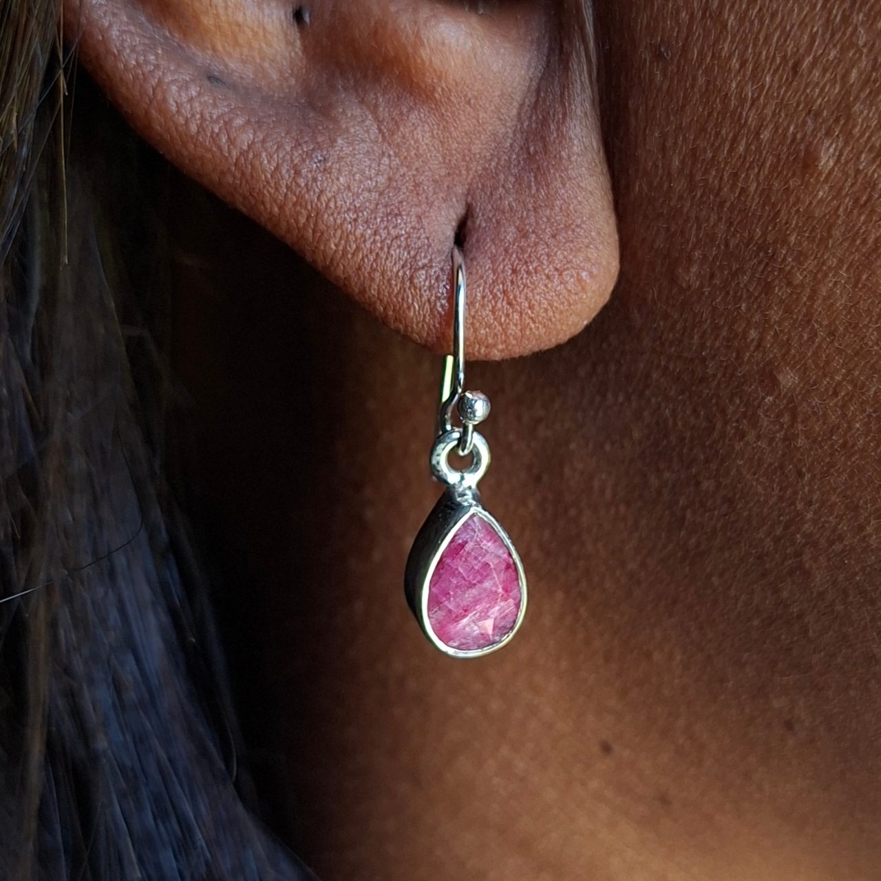 rubellite teardrop earrings