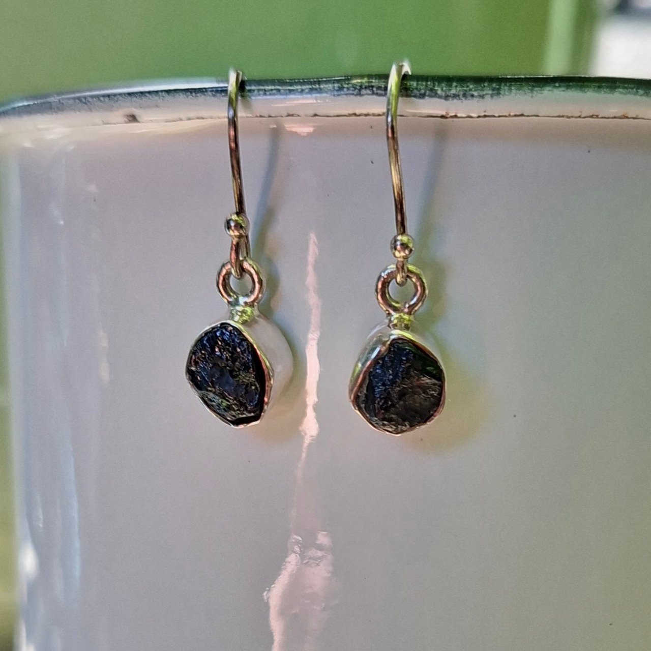 black tourmaline rough earrings
