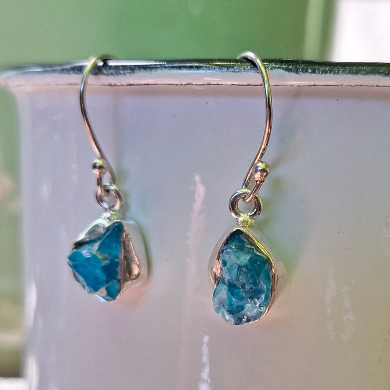 Neon Apatite Rough Earrings
