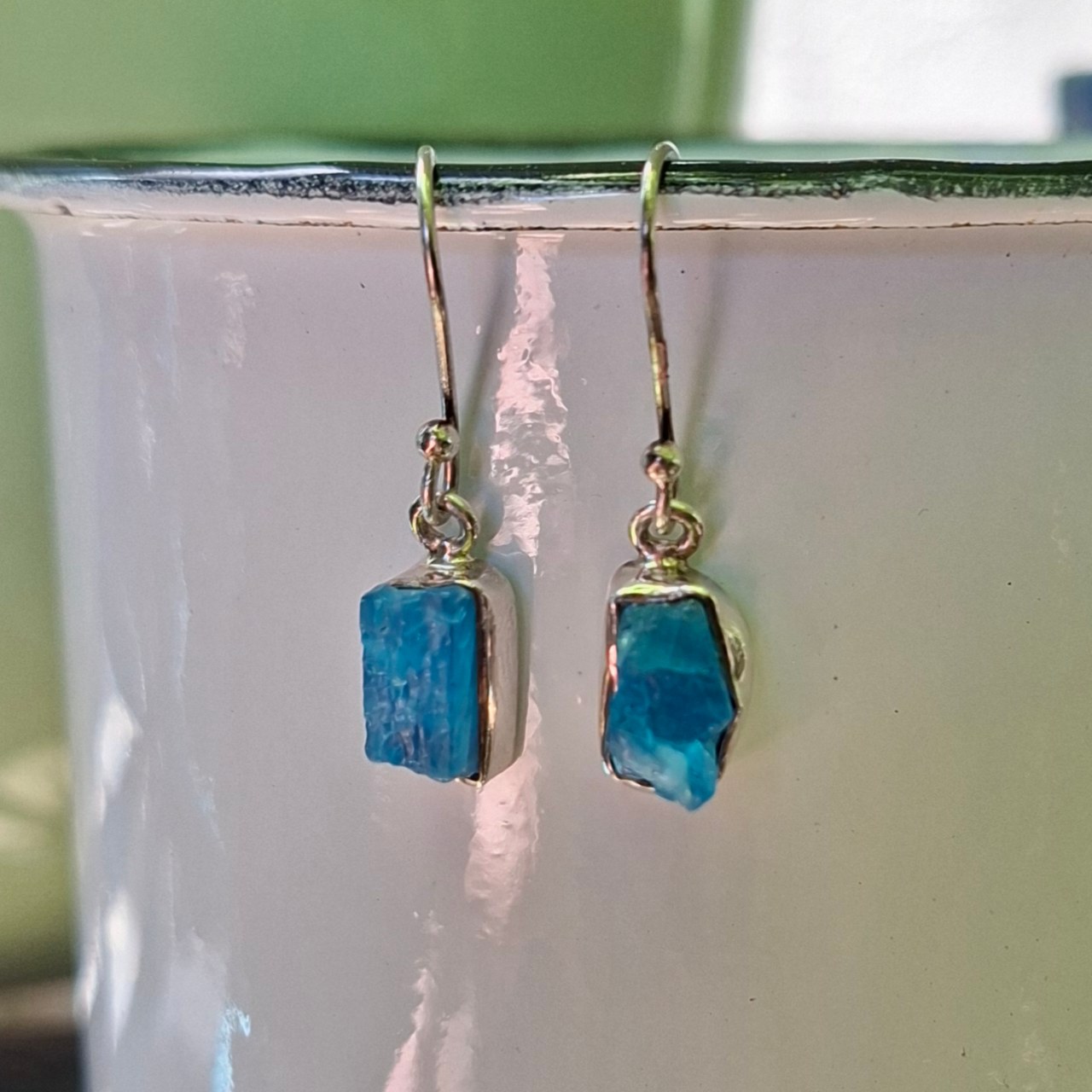 Neon Apatite Rough Earrings - Image 2