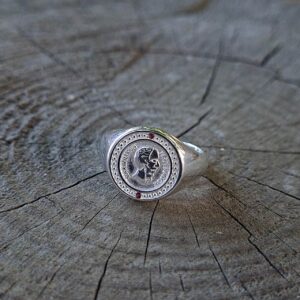 round coin ring with 2 stones