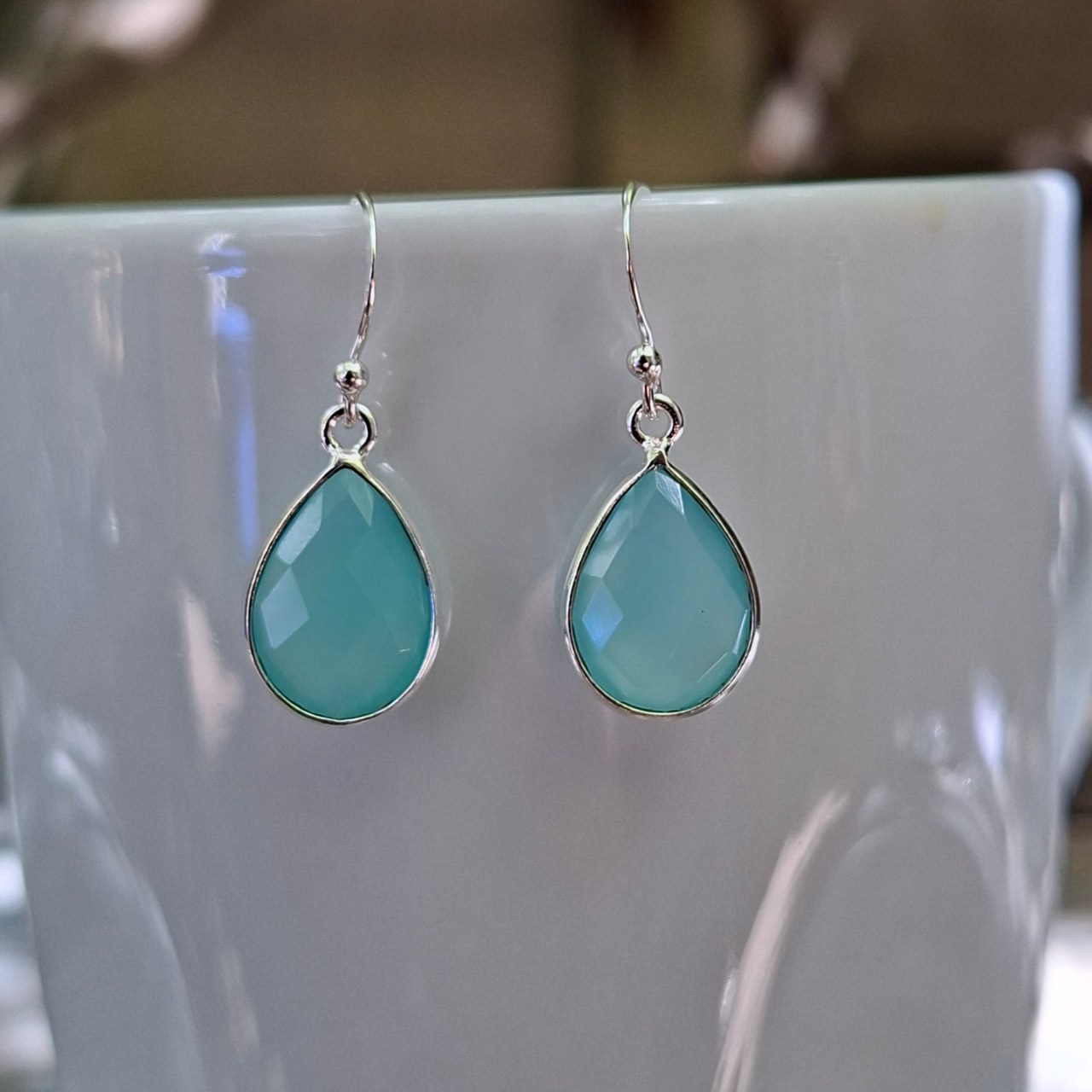 Blue Onyx Teardrop Earrings