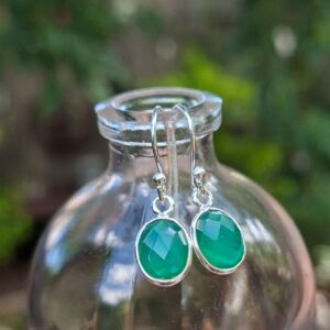 Green Onyx Oval Earrings