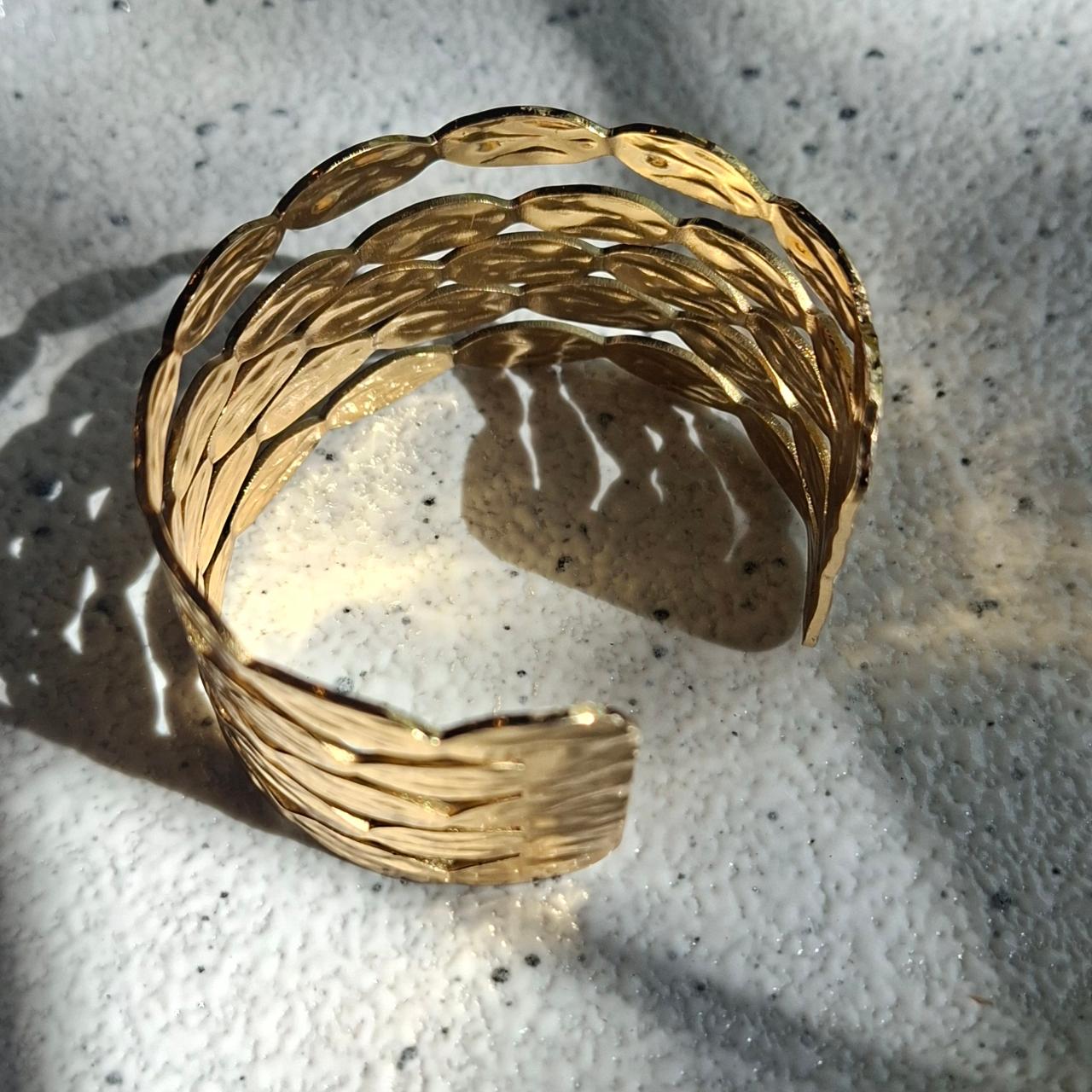 Gold Chunky 5 Strand Cuff Bangle SS