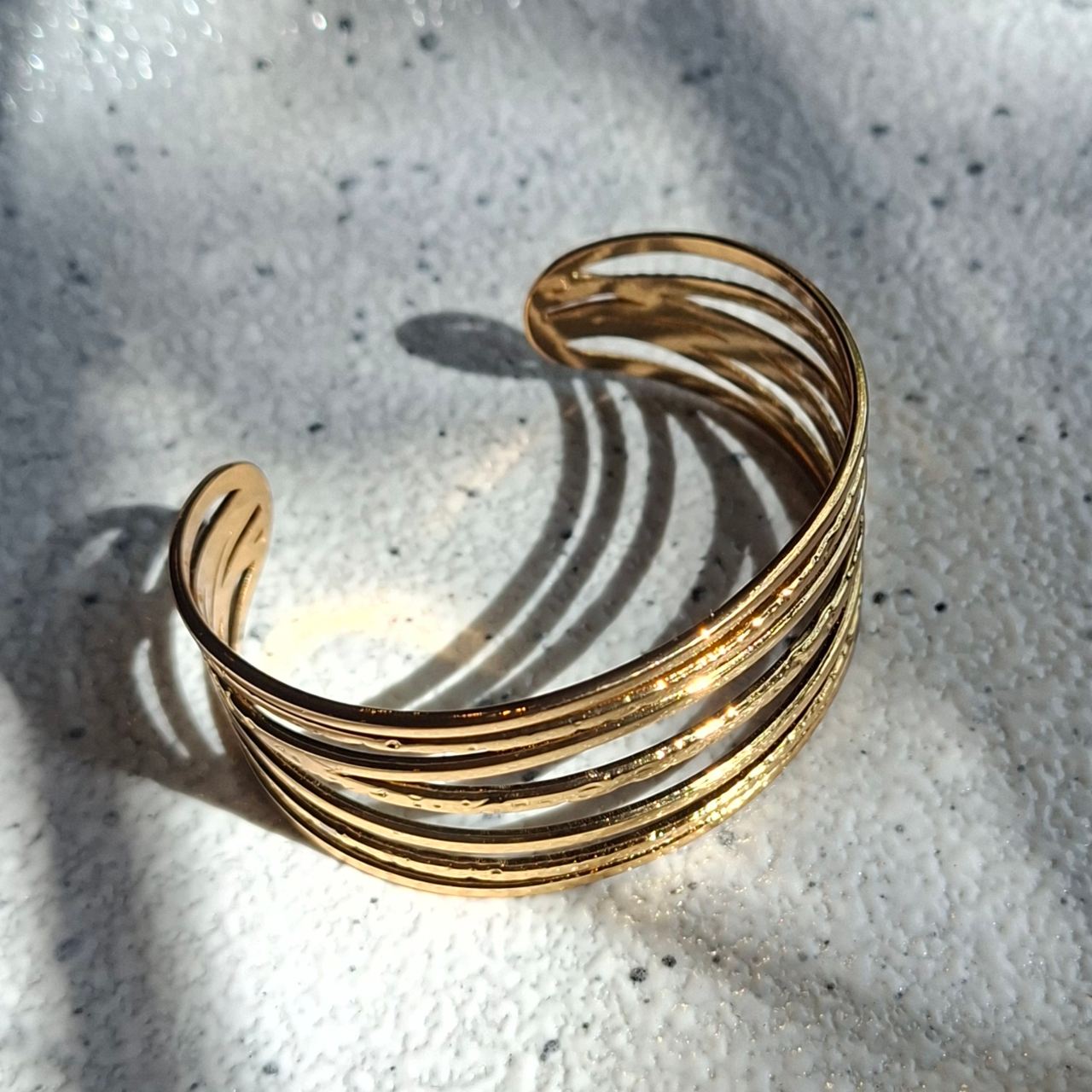 Gold Chunky Fine Strand Cuff Bangle SS