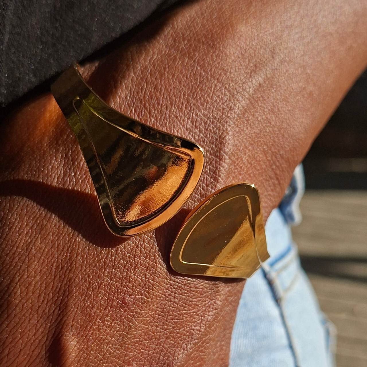Gold Bold Cuff Bangle SS