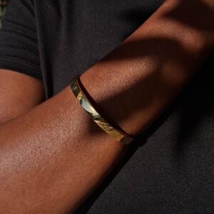 Gold Oval Thin Bangle SS