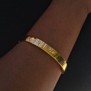 Gold Oval Broad Bangle SS