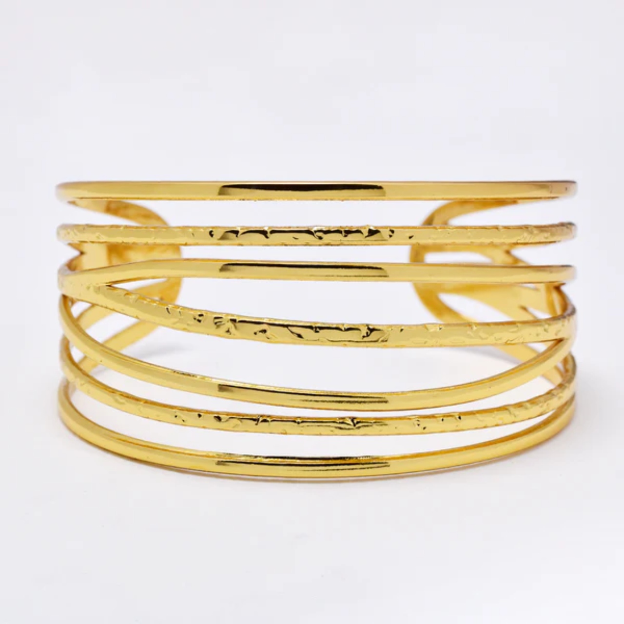 gold chunky fine strand cuff bangle ss