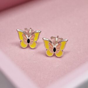 Yellow Butterfly Enamel Studs