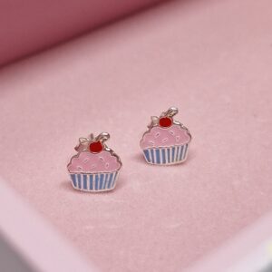 Pink Cupcake Enamel Studs