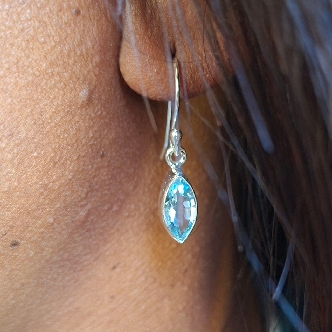 blue topaz marquise earrings
