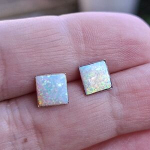 crushed opal square studs