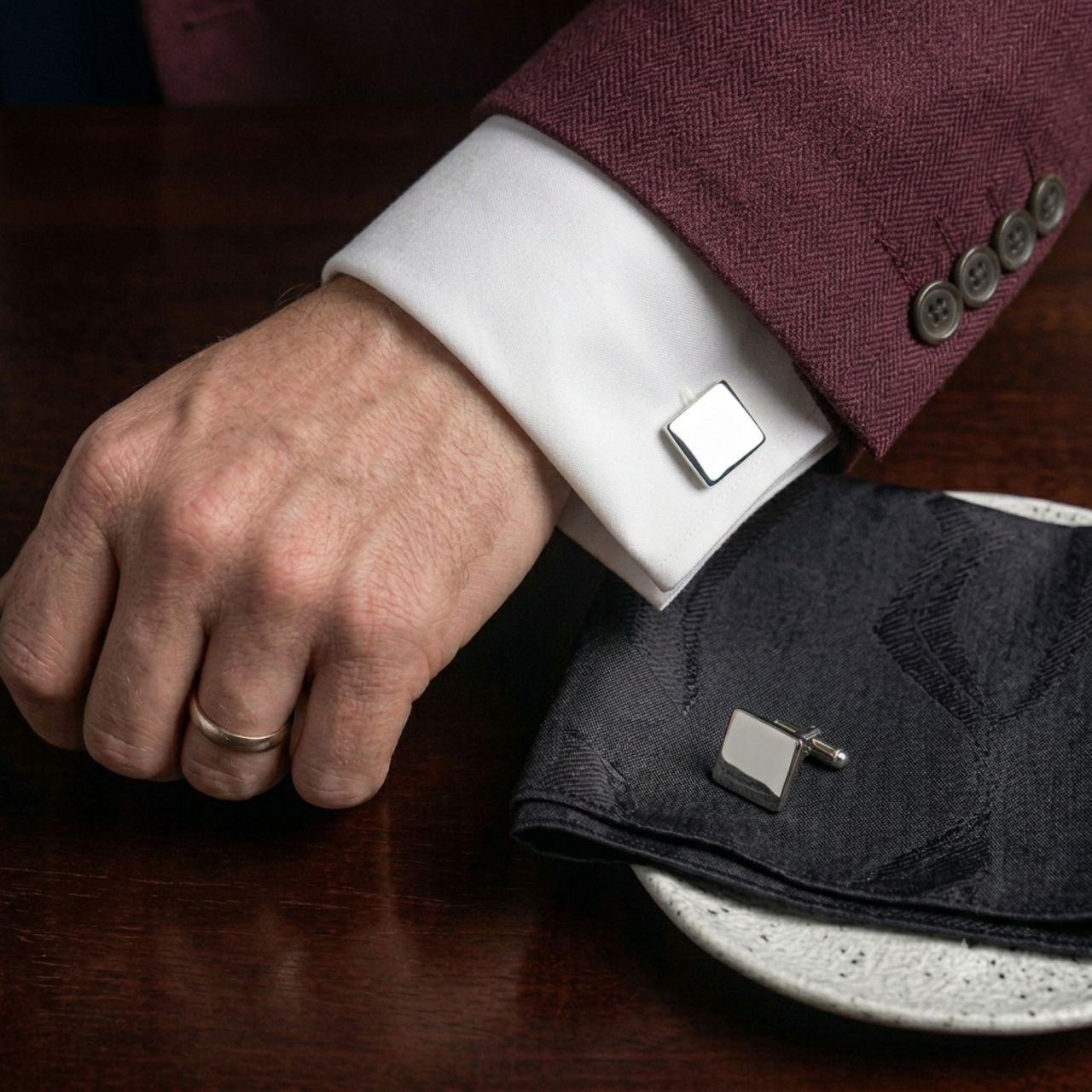 Square Silver Cufflinks
