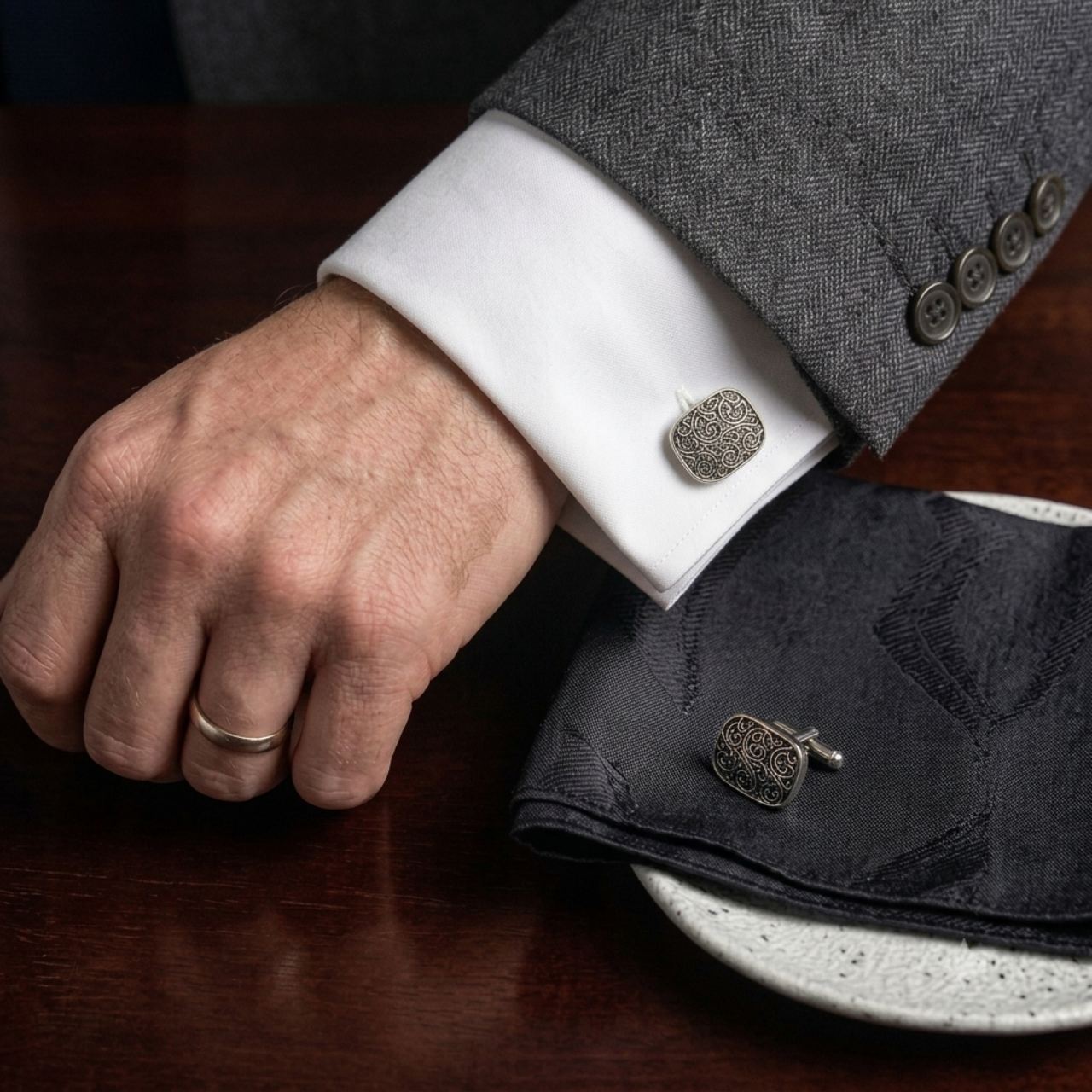 Filigree Silver Cufflinks