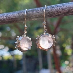 rose quartz round earrings