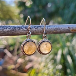Rutilated Quartz Round Earrings