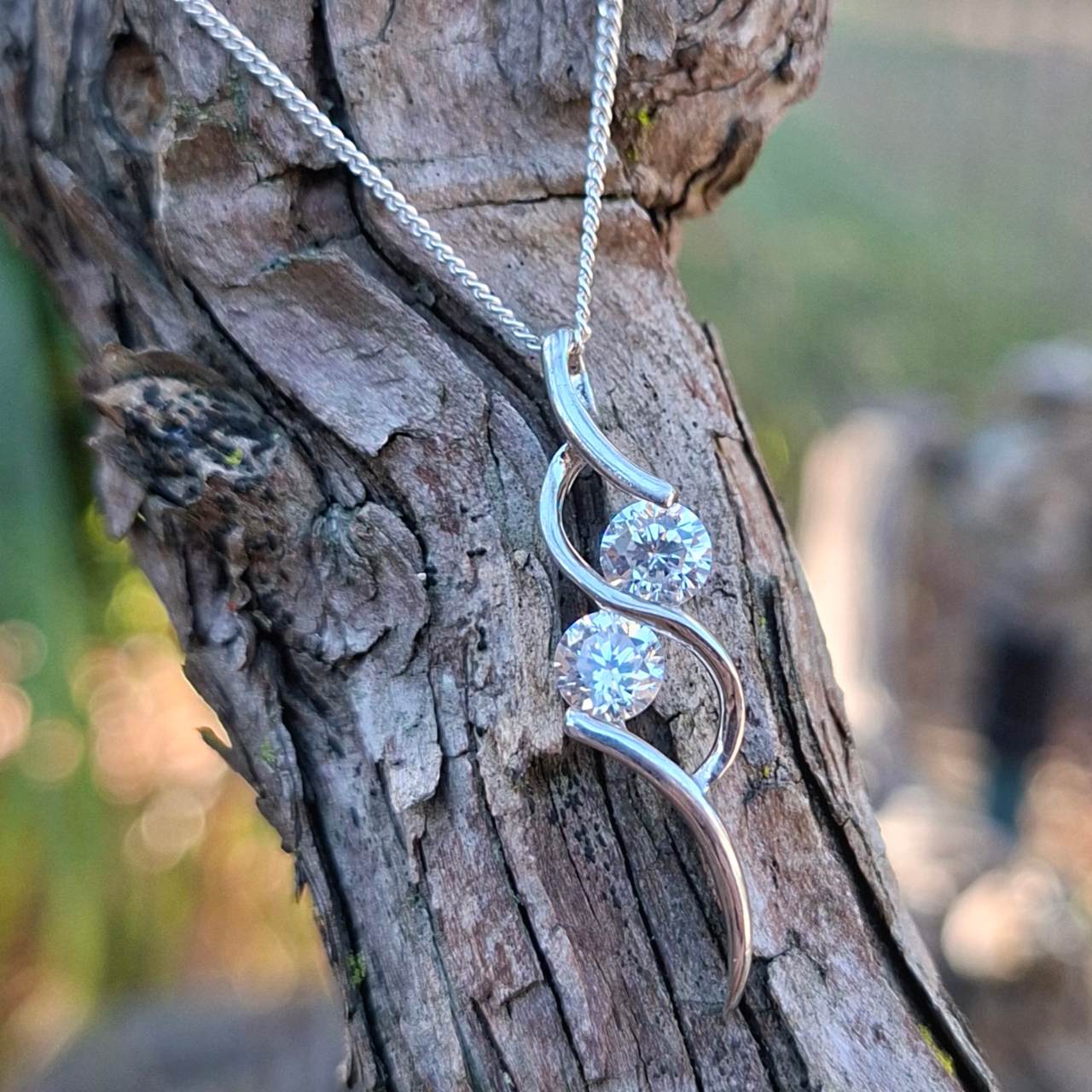 Swirl Pendant with CZ