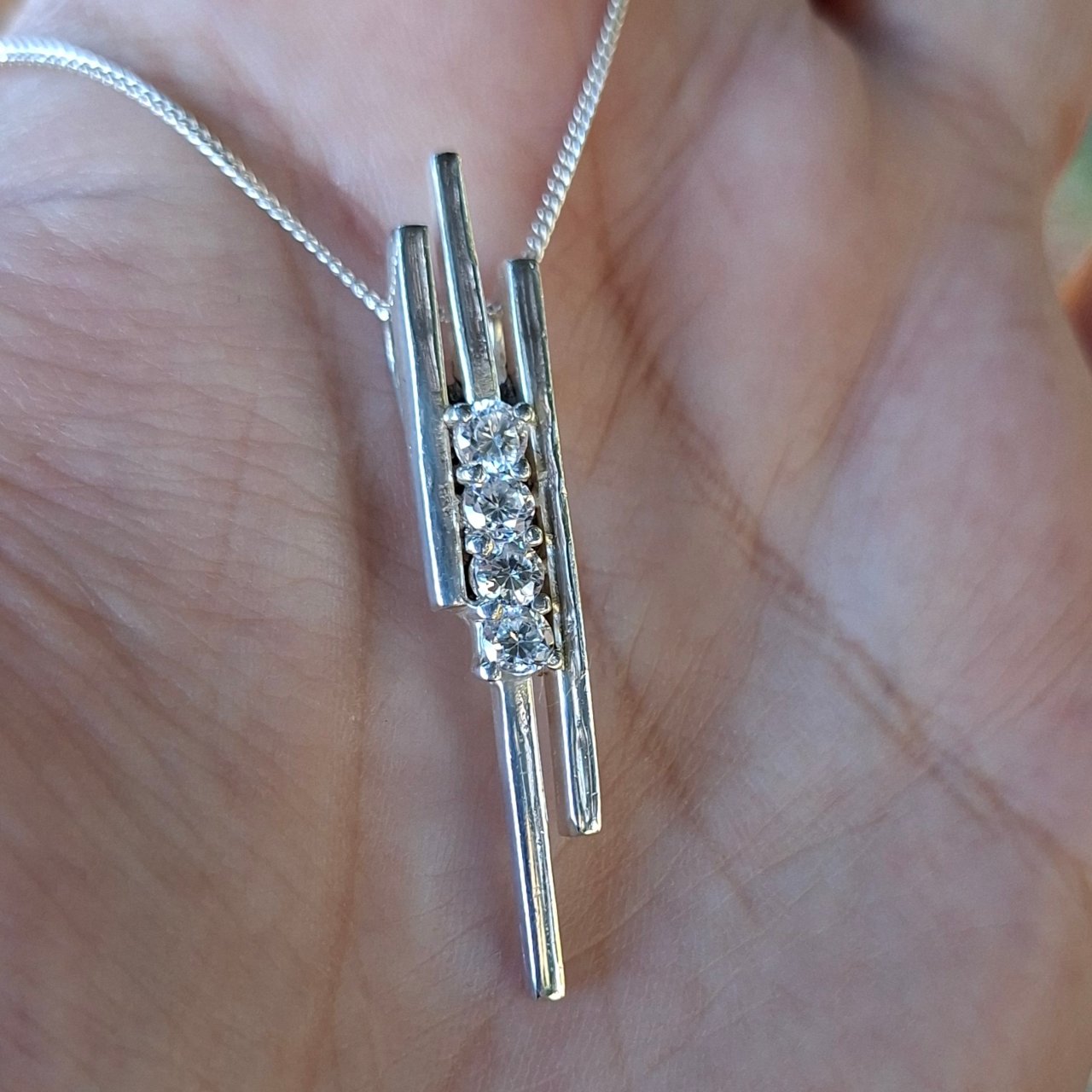 long bar pendant with cz