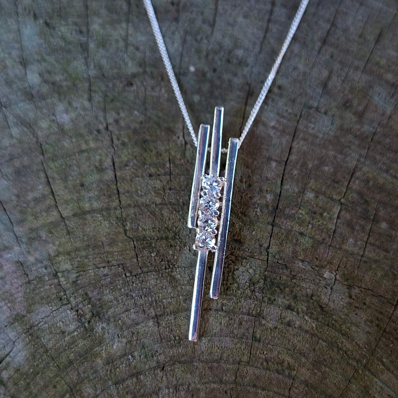 long bar pendant with cz