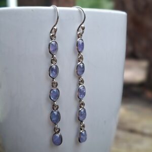 Long Milky Tanzanite Earrings