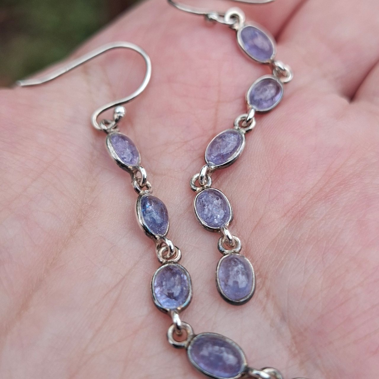 Long Milky Tanzanite Earrings