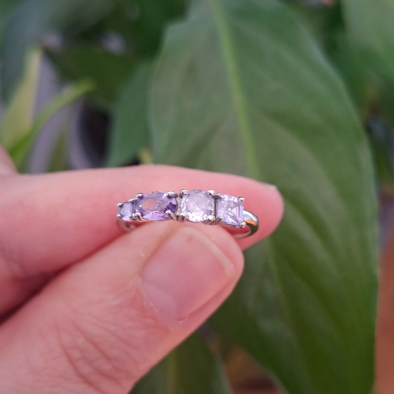 Purple 4 Stone CZ Ring