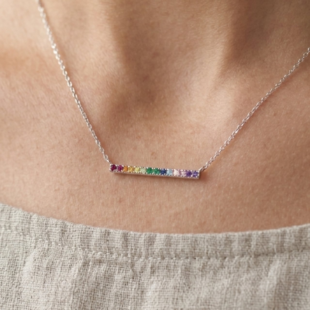 Rainbow Bar Necklace
