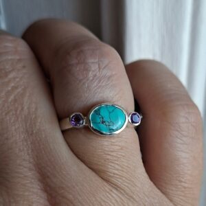 turquoise ring with amethyst stones